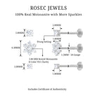 Rosec Jewels-Moissanite Flower Triple Earrings Set for Cartilage Piercing