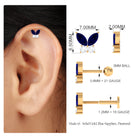 Rosec Jewels-Marquise Blue Sapphire Butterfly Helix Earring with Moissanite