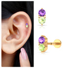 Rosec Jewels-Amethyst and Peridot Two Stone Helix Earring