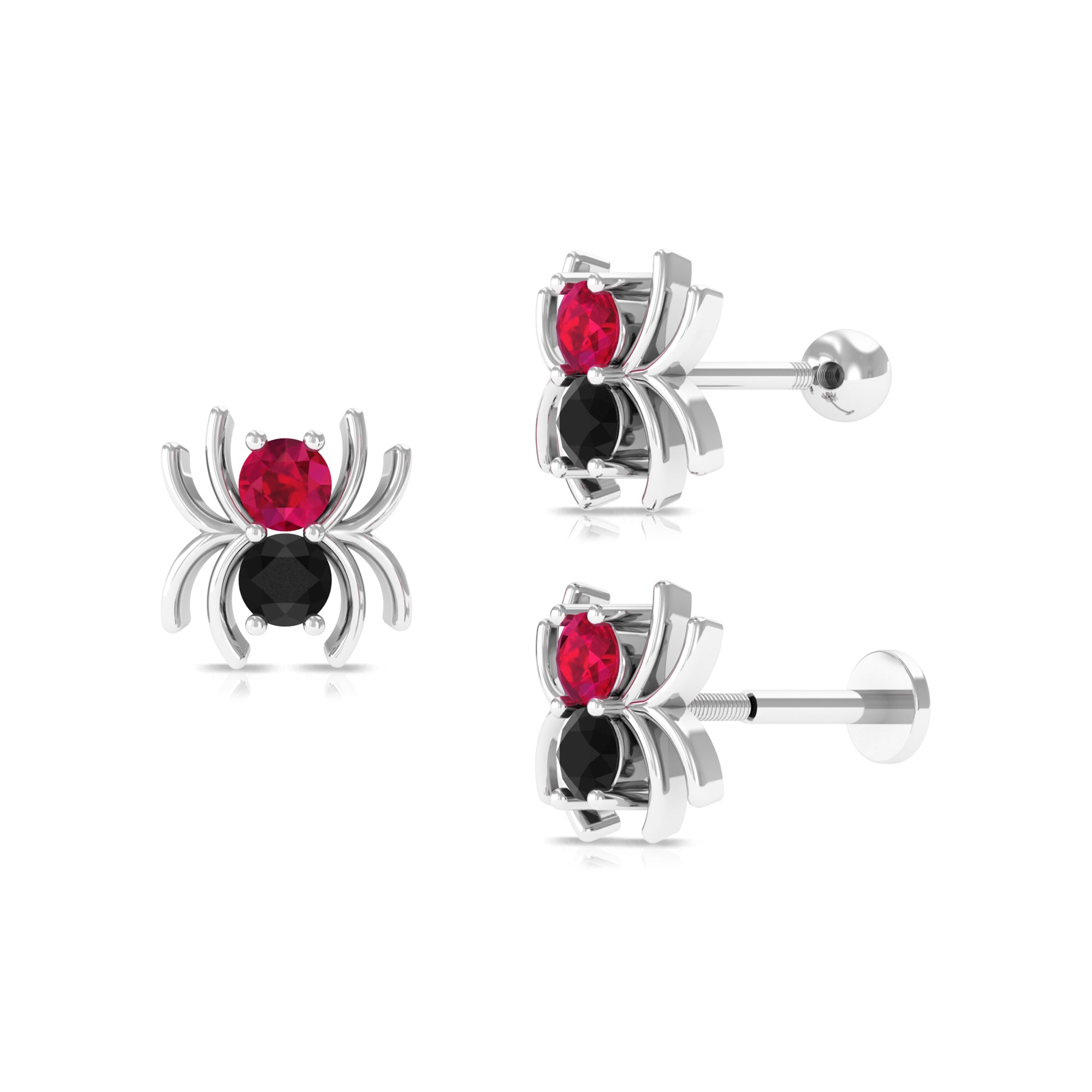 Rosec Jewels-Ruby and Black Onyx Spider Helix Earring