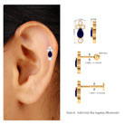 Rosec Jewels-Pear Shape Blue Sapphire Helix Earring with Moissanite