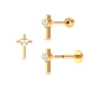 Rosec Jewels-Round Natural Diamond Gold Cross Helix Earring