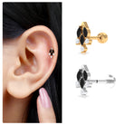 Rosec Jewels-Marquise Black Onyx Leaf Cartilage Earring with Moissanite