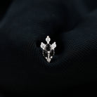 Rosec Jewels-Marquise Black Onyx Leaf Cartilage Earring with Moissanite