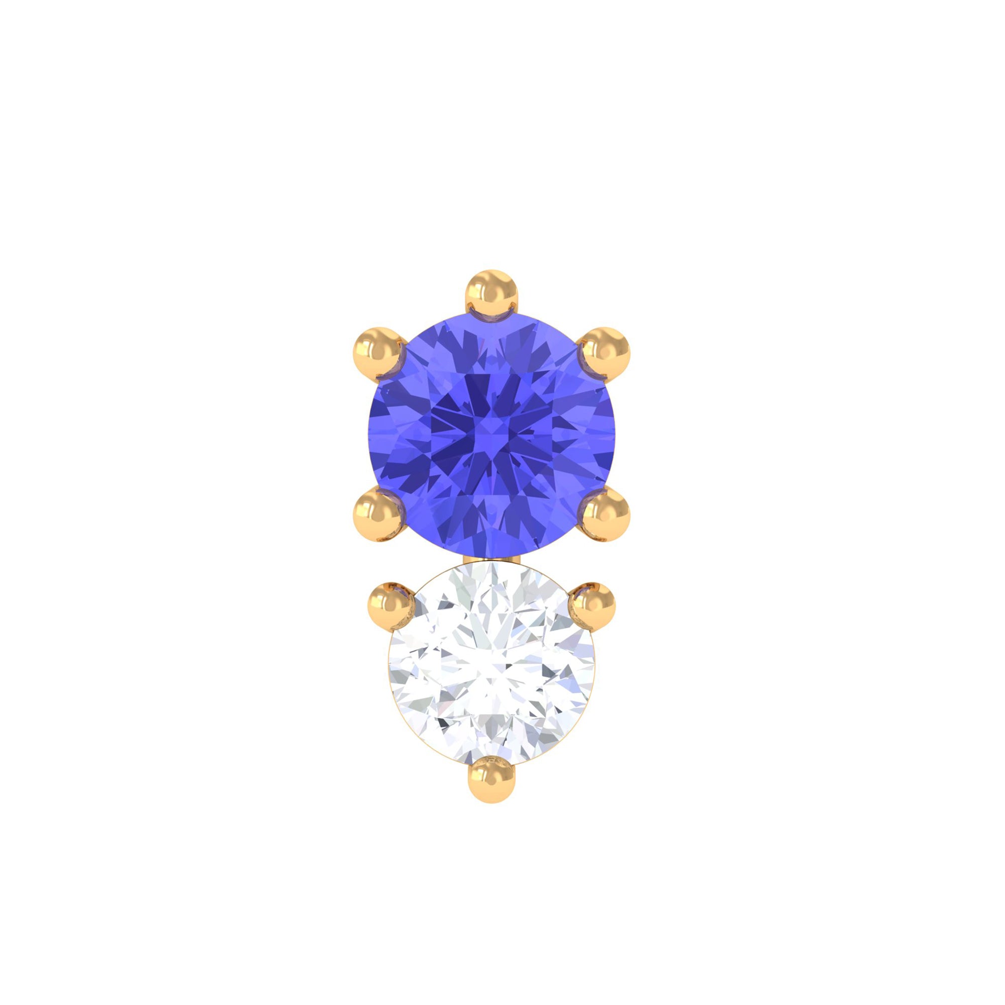 Rosec Jewels-Round Cut Tanzanite and Diamond Two Stone Conch Earring