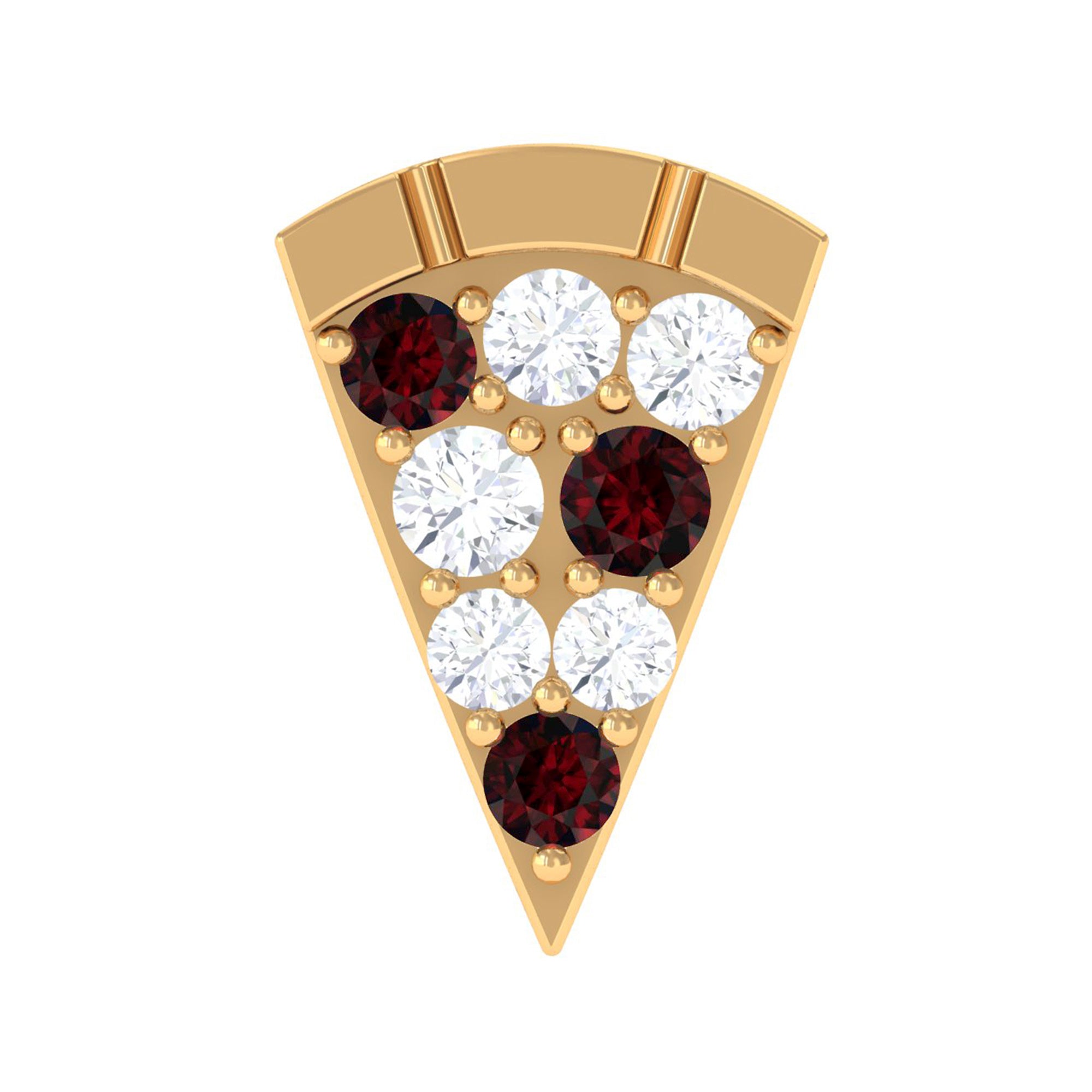 Rosec Jewels-Round Cut Garnet and Diamond Pizza Slice Helix Earring in Gold