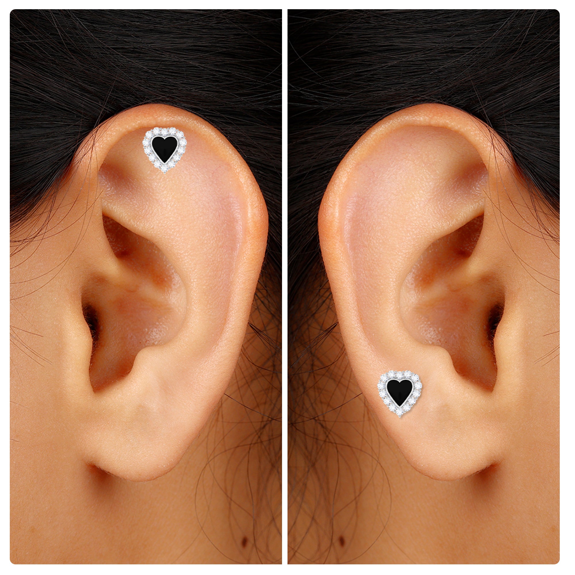 Rosec Jewels-Moissanite Heart Shape Earring with Moissanite Halo