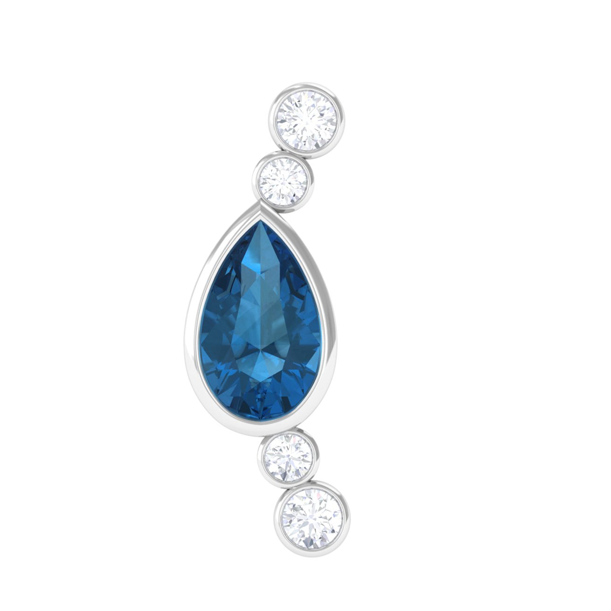 Rosec Jewels-London Blue Topaz Ear Crawler Earring with Diamond