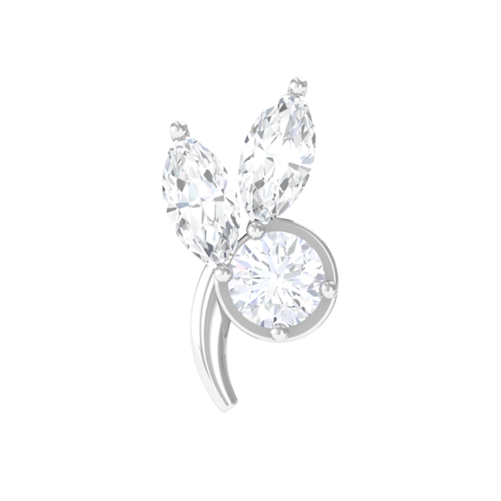 Rosec Jewels-Marquise and Round Moissanite Gold Leaf Earring