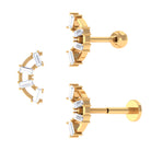 Rosec Jewels-Baguette Moissanite Curved Cartilage Earring in Gold