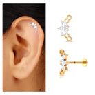 Rosec Jewels-Marquise Moissanite 3 Stone Crawler Earring for Helix Piercing