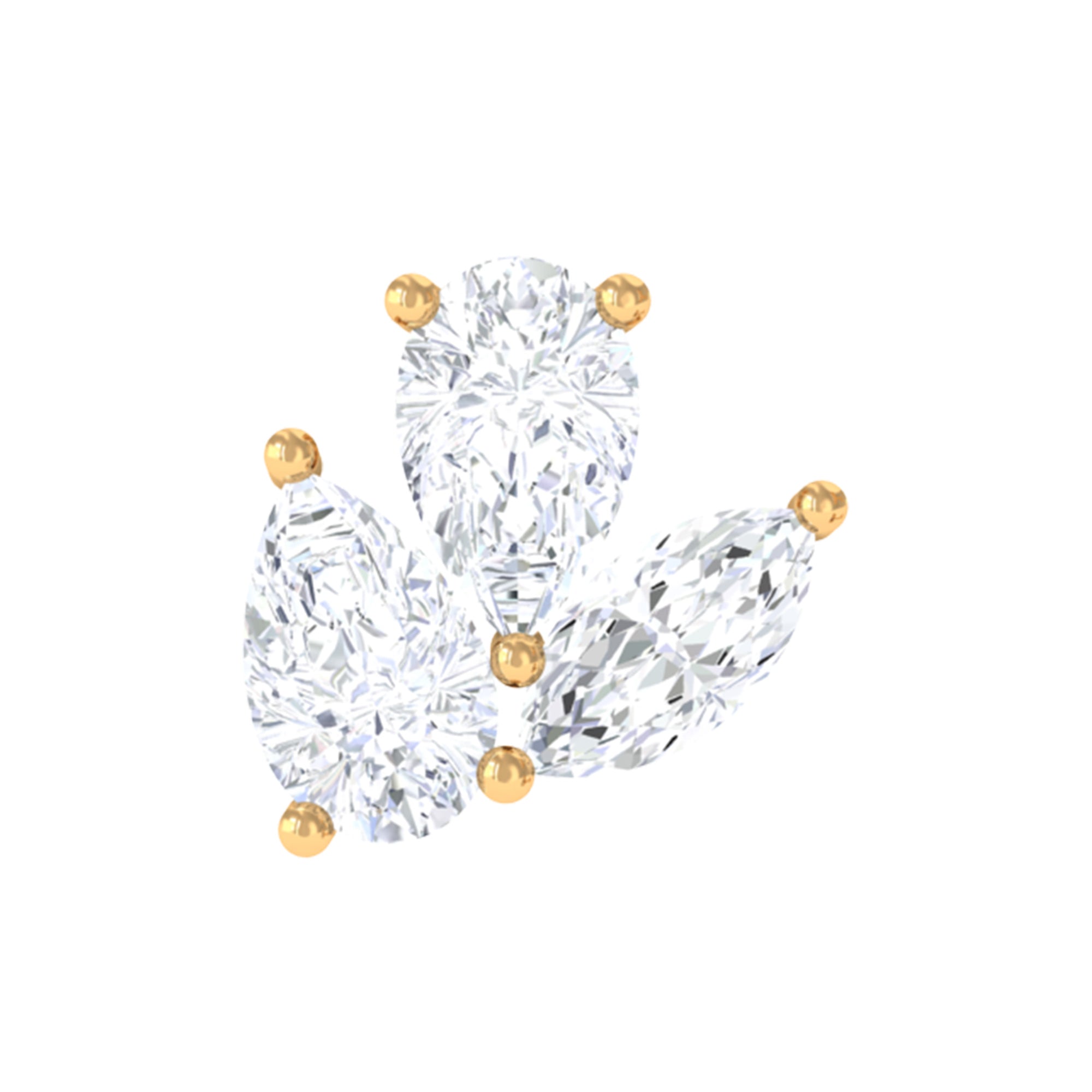 Rosec Jewels-Pear and Marquise Cut Moissanite Cluster Cartilage Earring