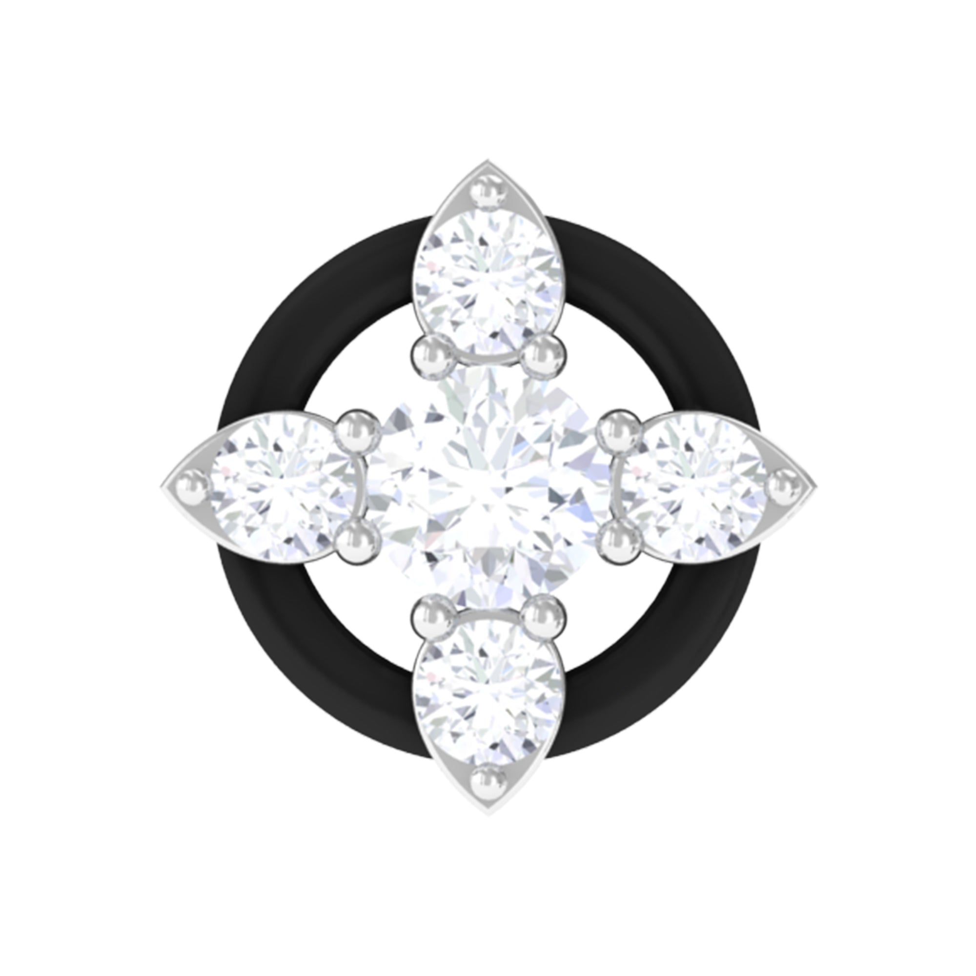 Rosec Jewels-Round Moissanite Cartilage Earring with Black Enamel