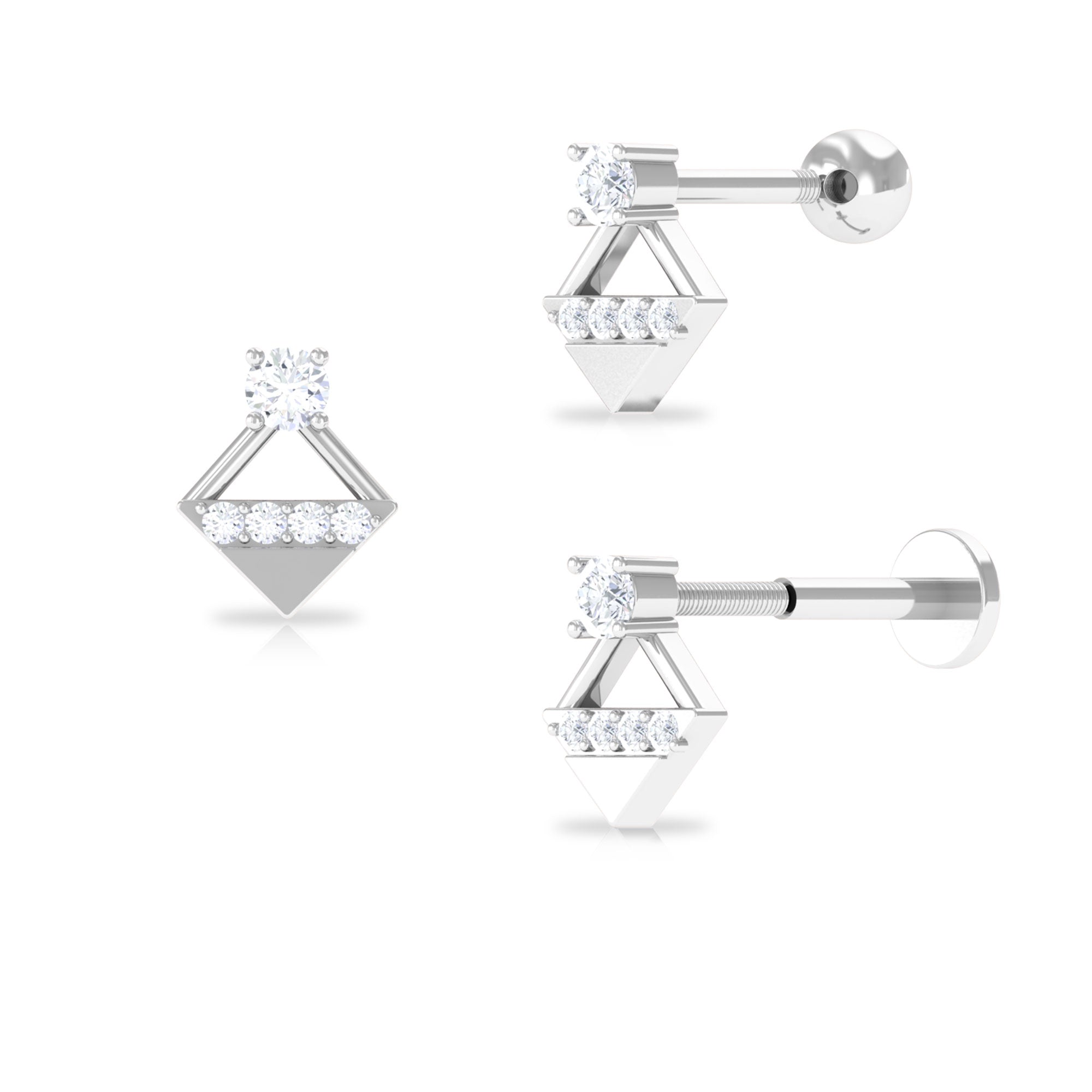 Rosec Jewels-Unique Diamond Geometric Tragus Earring in Gold