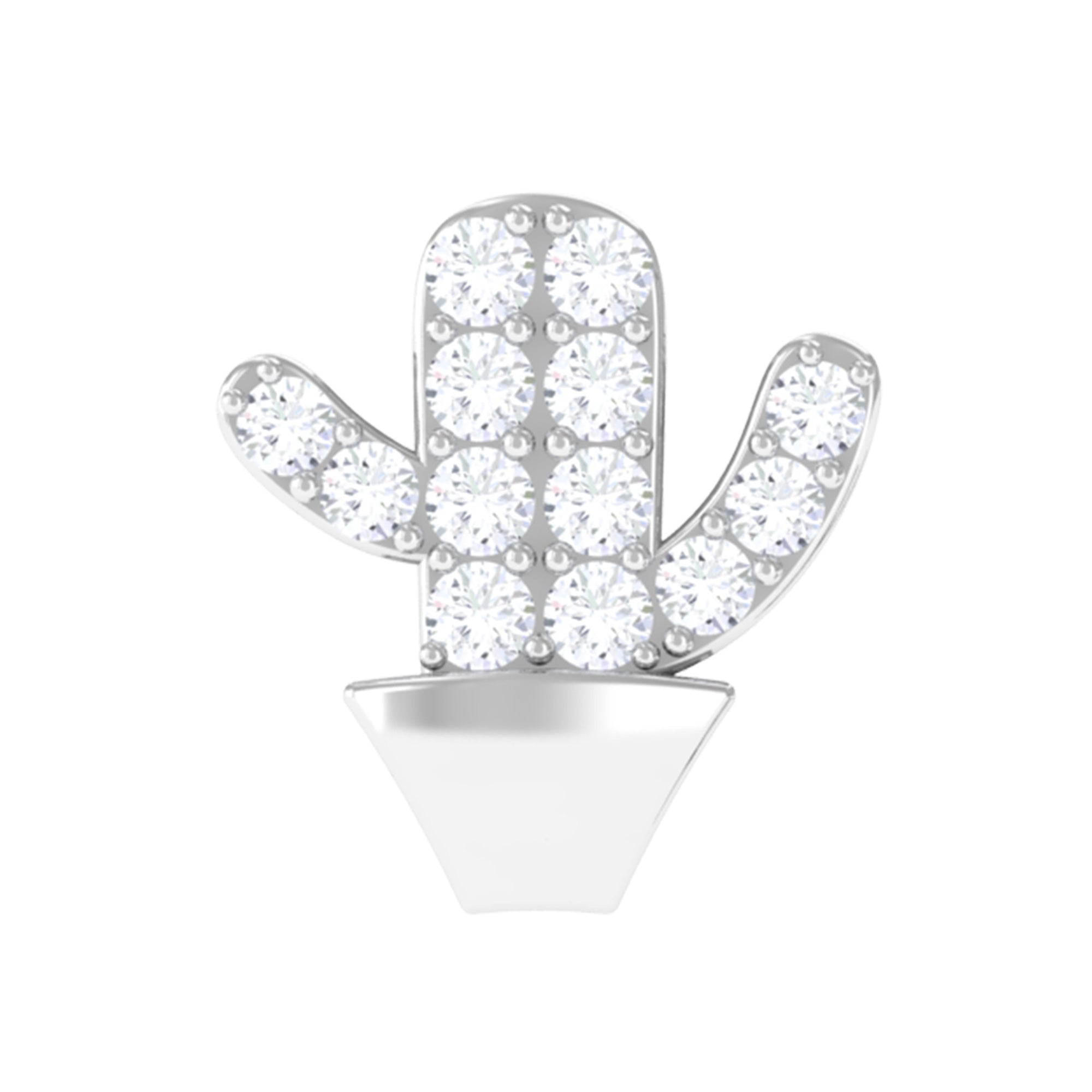 Rosec Jewels-Moissanite Gold Cactus Earring for Cartilage Piercing