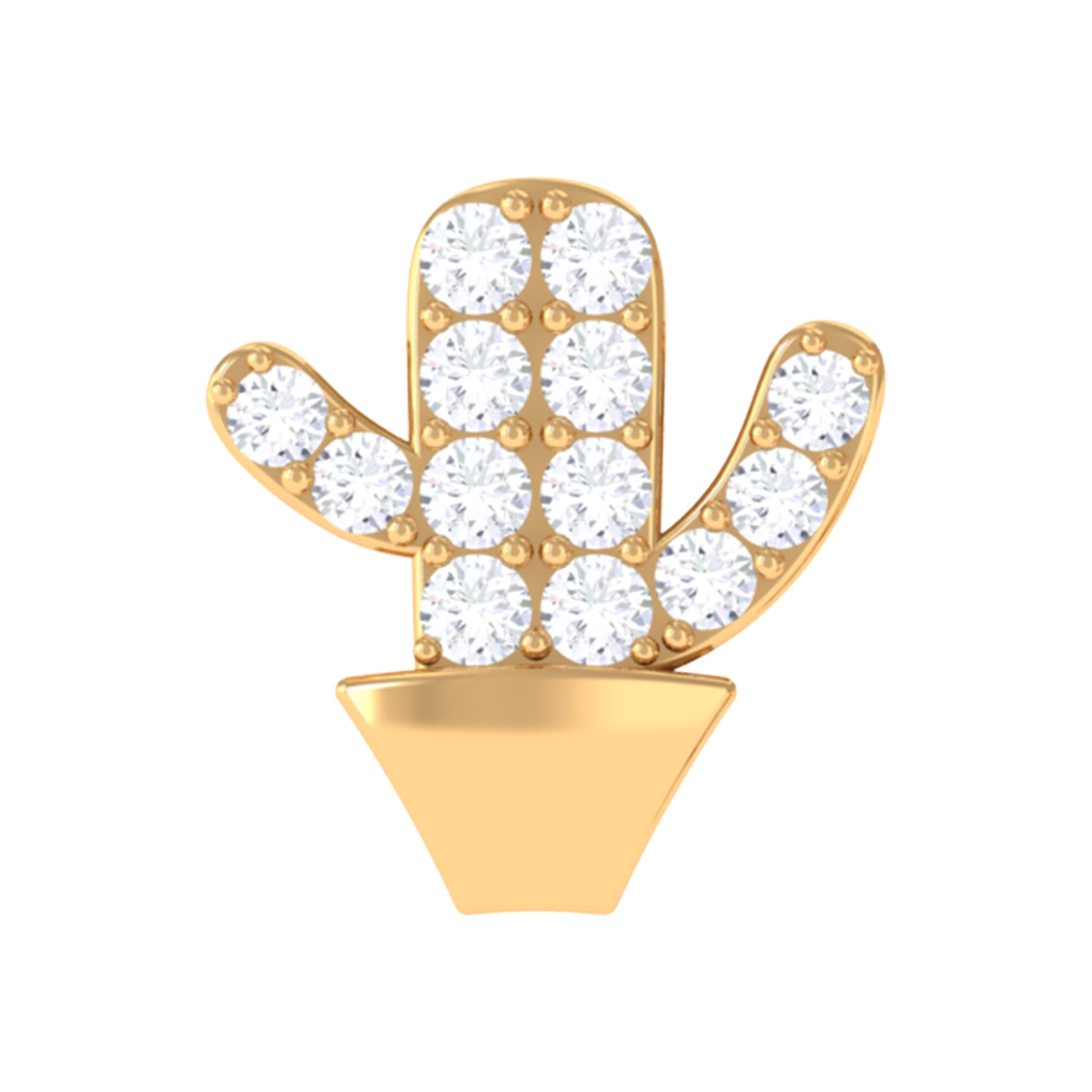 Rosec Jewels-Moissanite Gold Cactus Earring for Cartilage Piercing