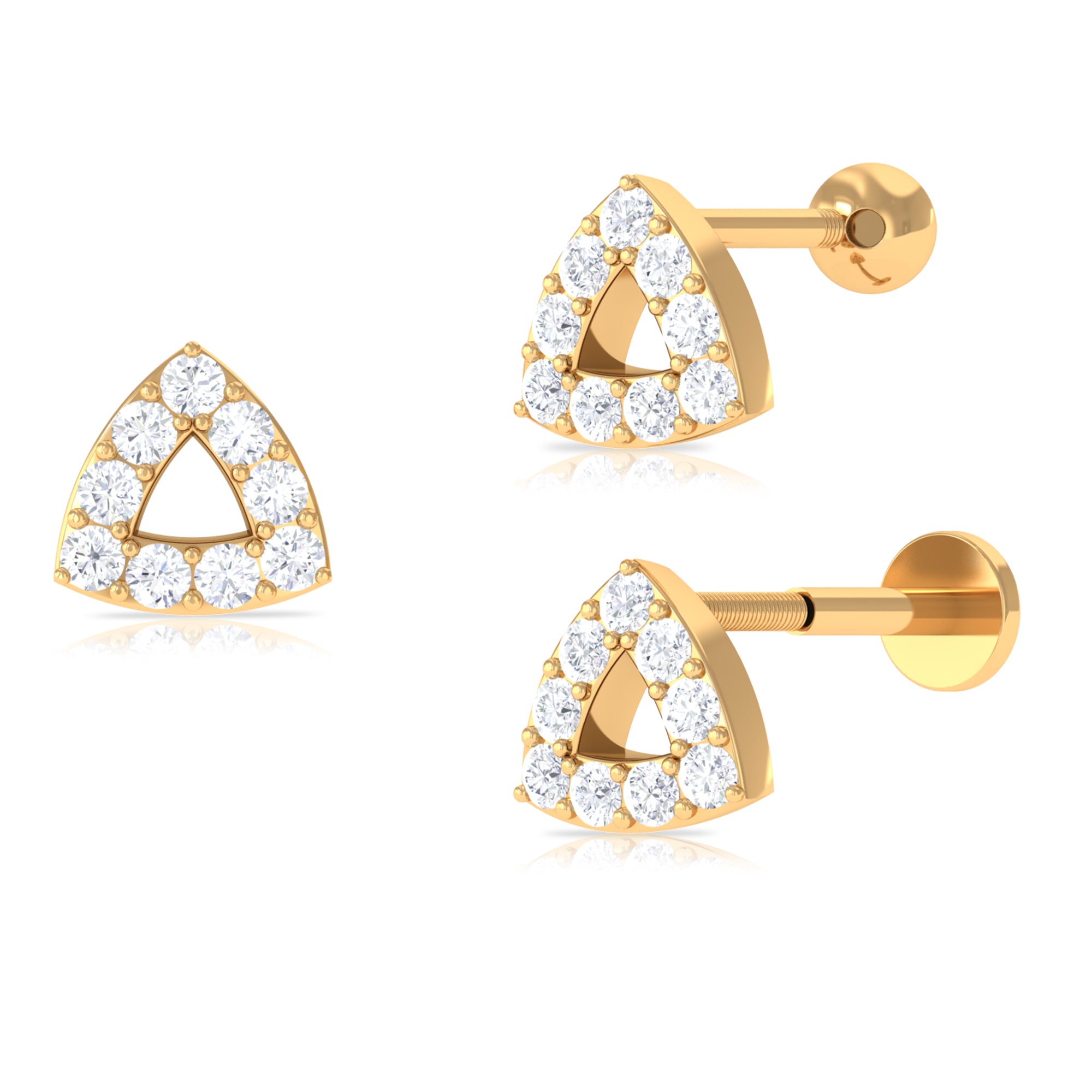 Rosec Jewels-Minimalist Moissanite Gold Triangle Earring for Helix Piercing