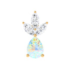 Rosec Jewels-Pear Cut Ethiopian Opal and Moissanite Helix Earring in Gold