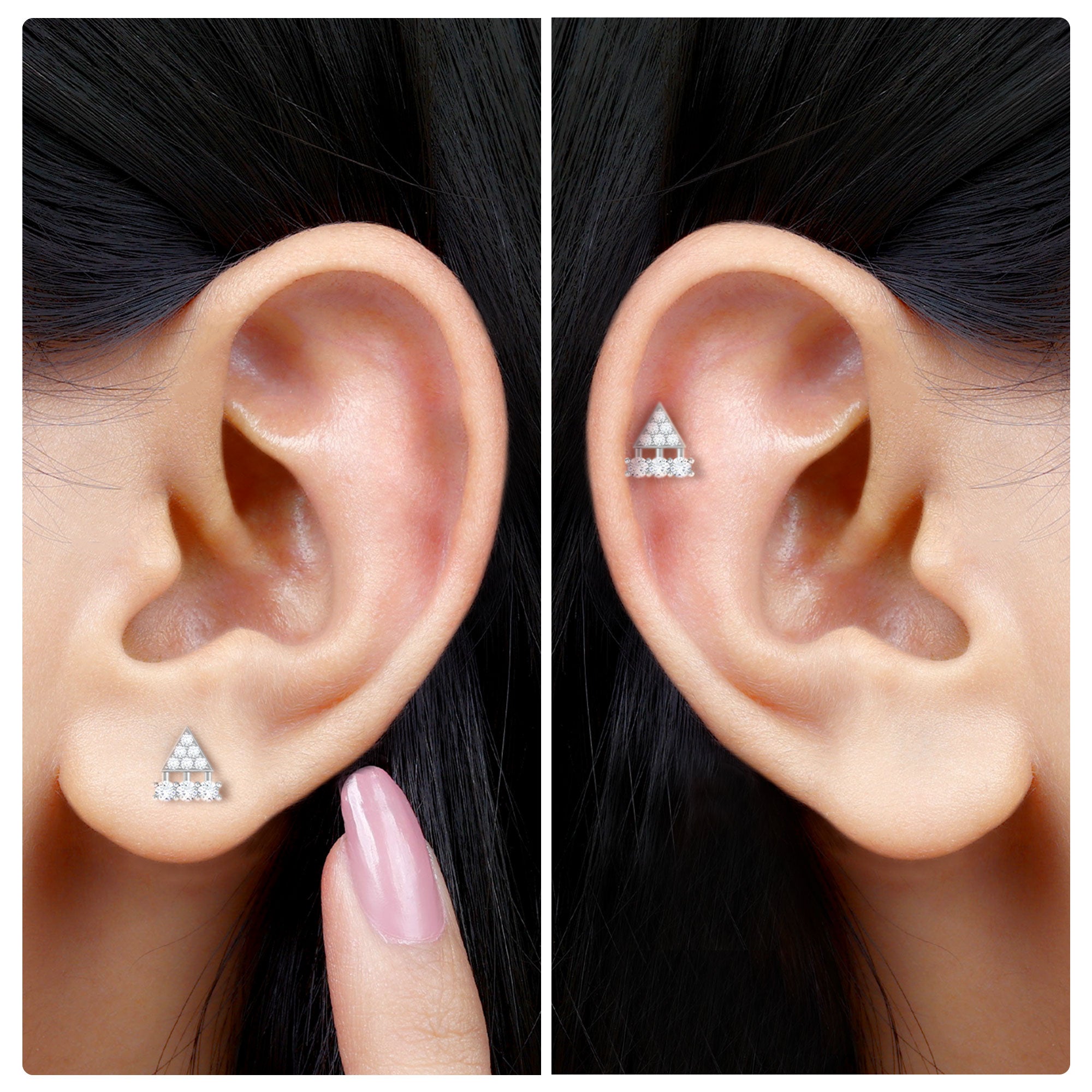 Rosec Jewels-Vintage Inspired Moissanite Triangle Cartilage Earring