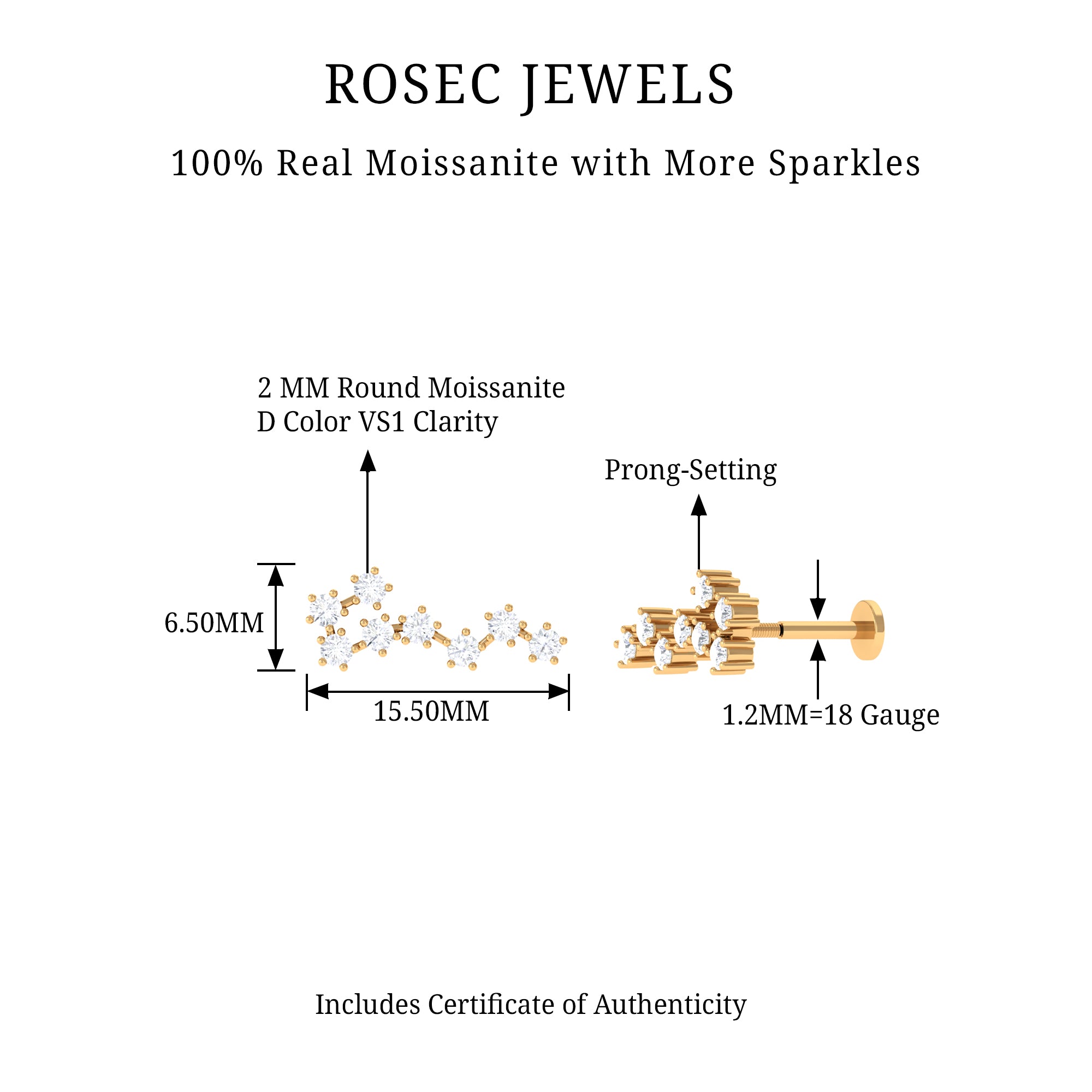 Rosec Jewels-Certified Moissanite Scorpio Zodiac Ear Climber Earring