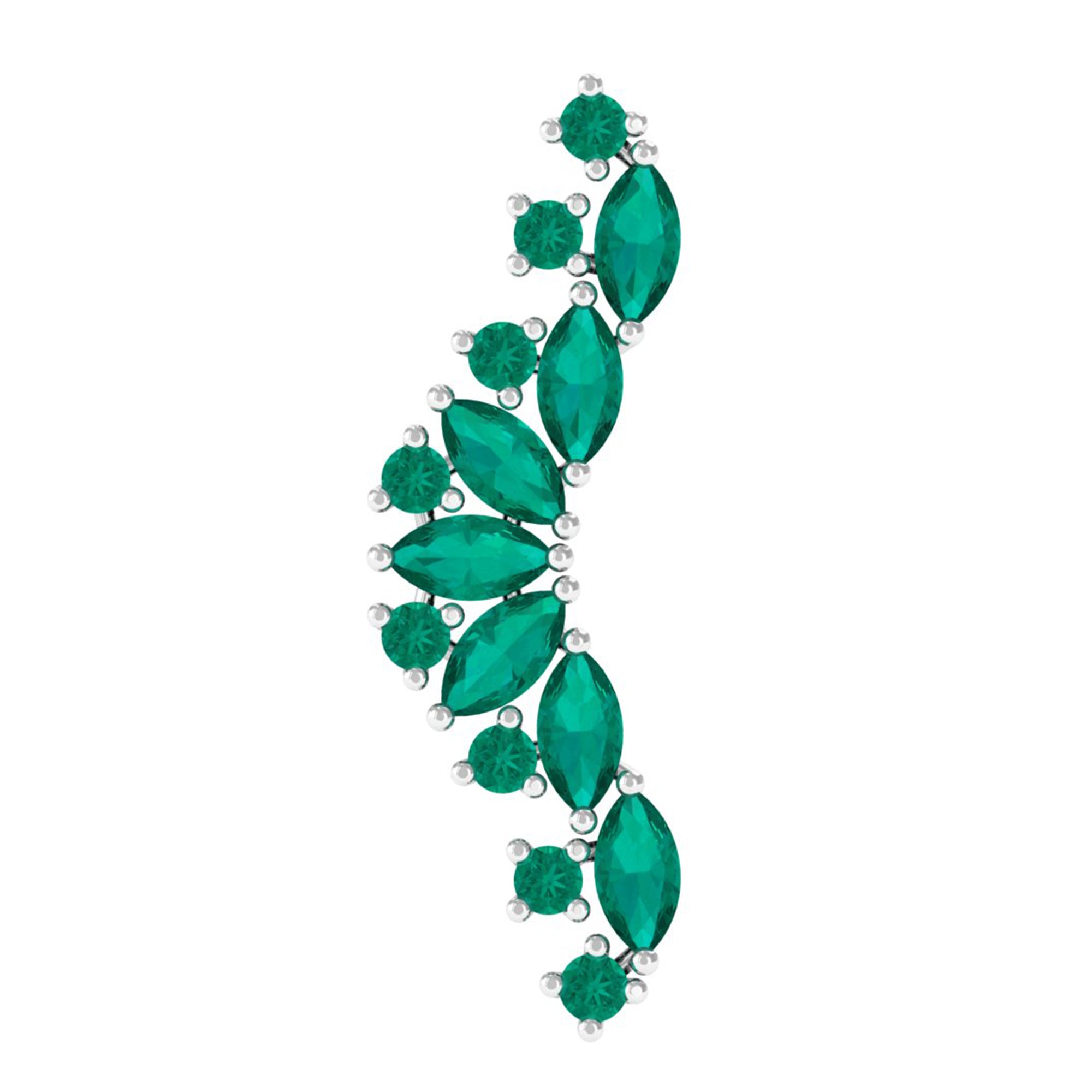 Rosec Jewels-Unique Marquise Emerald Crawler Cartilage Earring in Gold