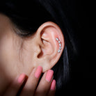 Rosec Jewels-Simple Diamond Curved Crawler Earring for Helix Piercing