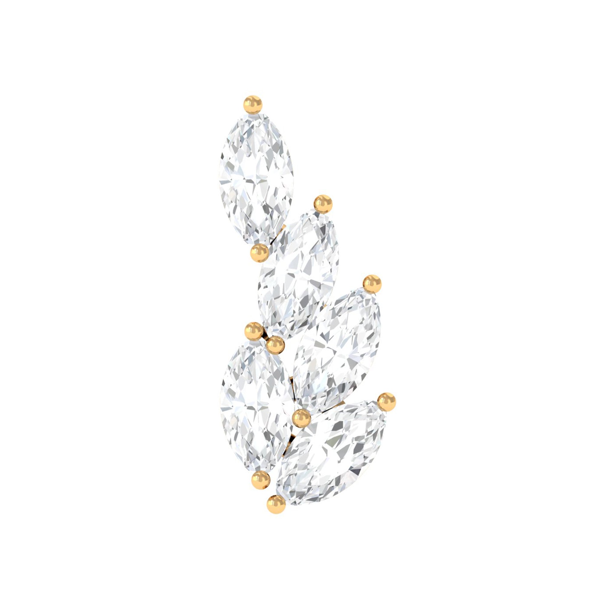 Rosec Jewels-Marquise Diamond Leaf Cluster Earring for Helix Piercing