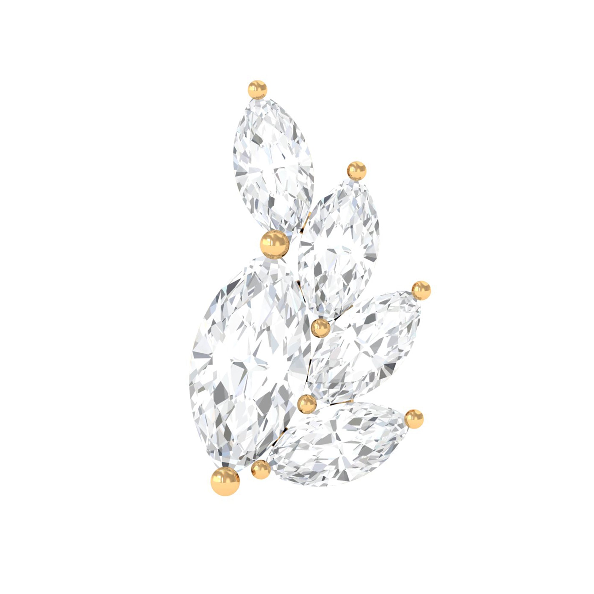 Rosec Jewels-Marquise Diamond Cluster Helix Earring with Flat Back