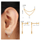 Rosec Jewels-Moissanite Double Chain Earring for Helix Piercing