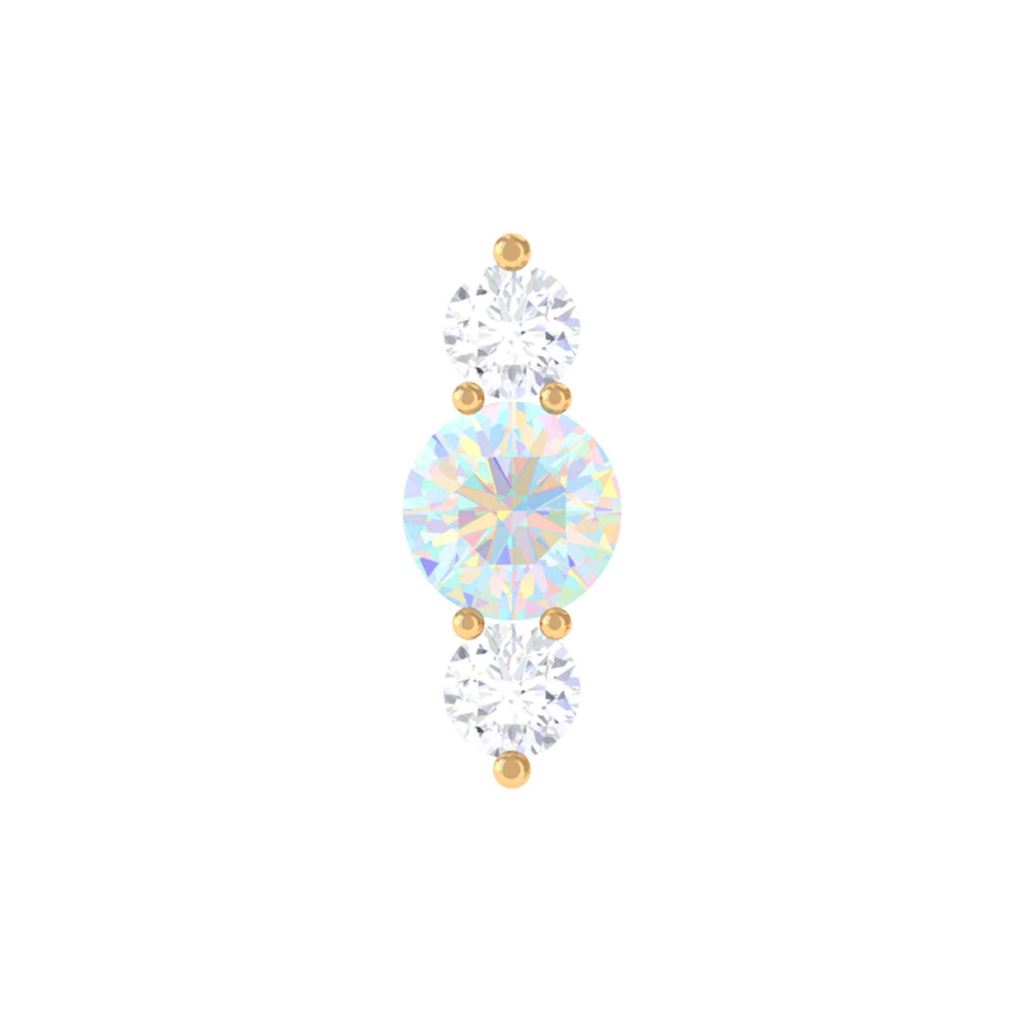 Rosec Jewels-Ethiopian Opal and Moissanite 3 Stone Tragus Earring