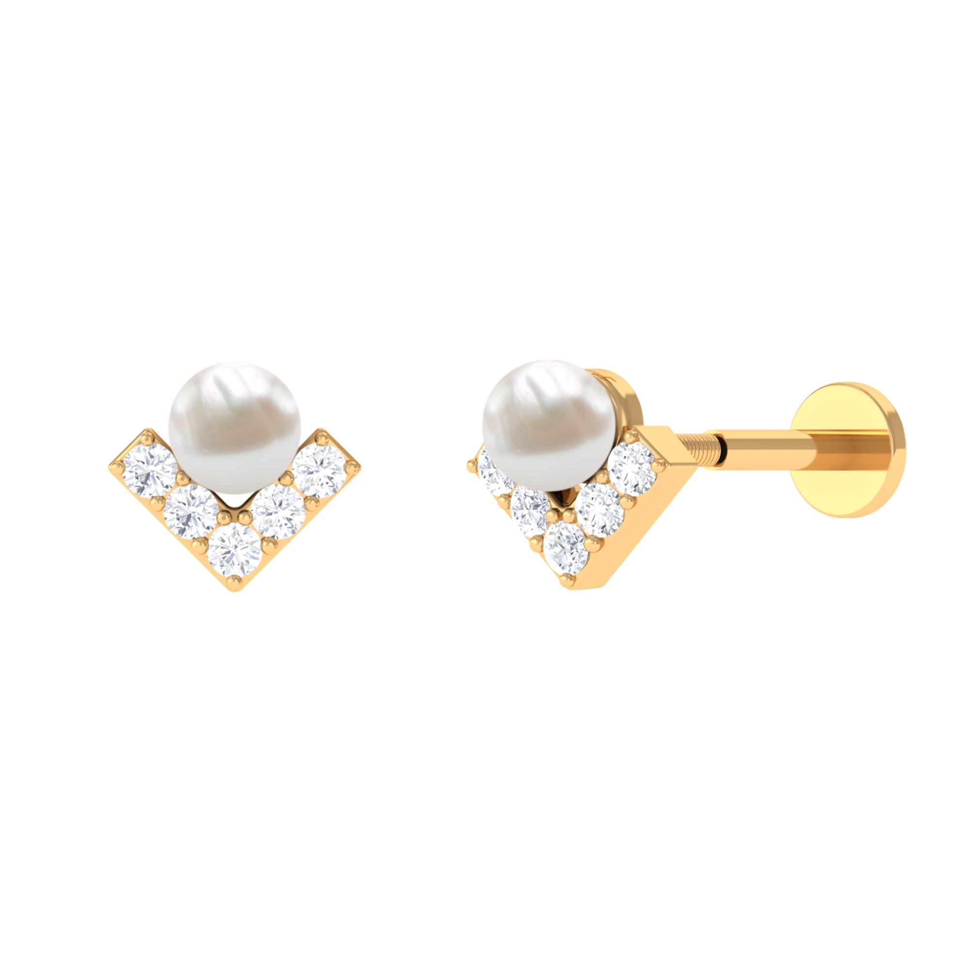 Rosec Jewels-Unique Freshwater Pearl Cartilage Earring with Moissanite