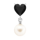 Rosec Jewels-Heart Shape Black Onyx and Freshwater Pearl Helix Drop Earring