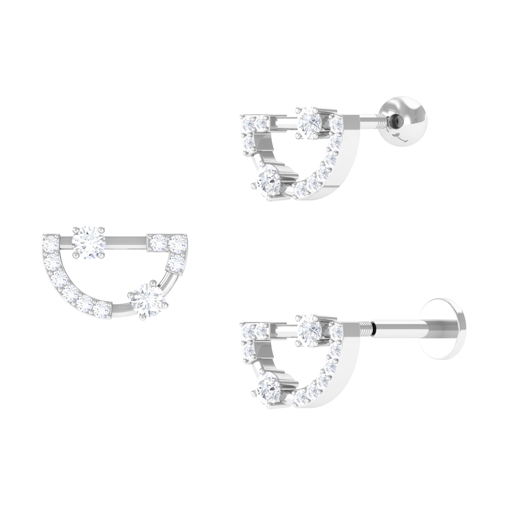 Rosec Jewels-Certified Moissanite Half Circle Cartilage Earring