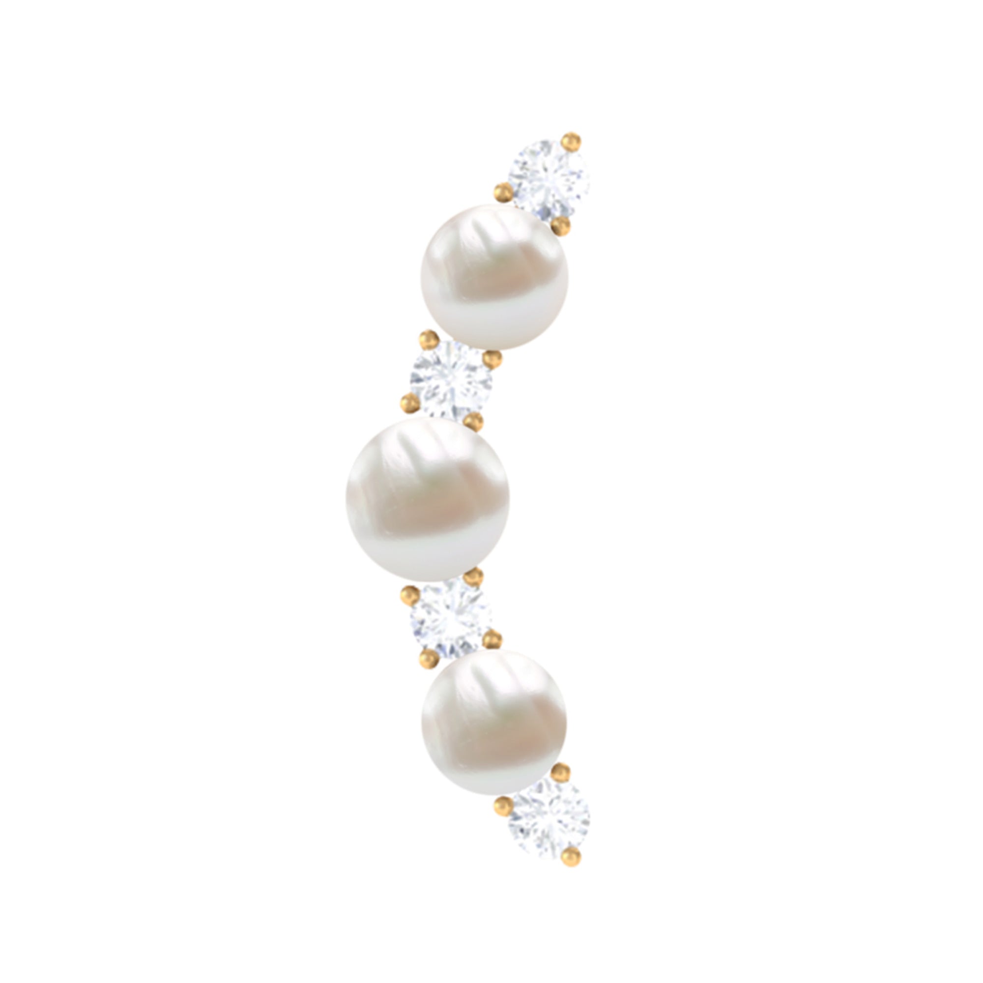 Rosec Jewels-Simple Freshwater Pearl and Moissanite Climber Earring