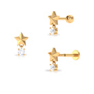 Rosec Jewels-Exquisite Diamond Star Drop Earring for Helix Piercing