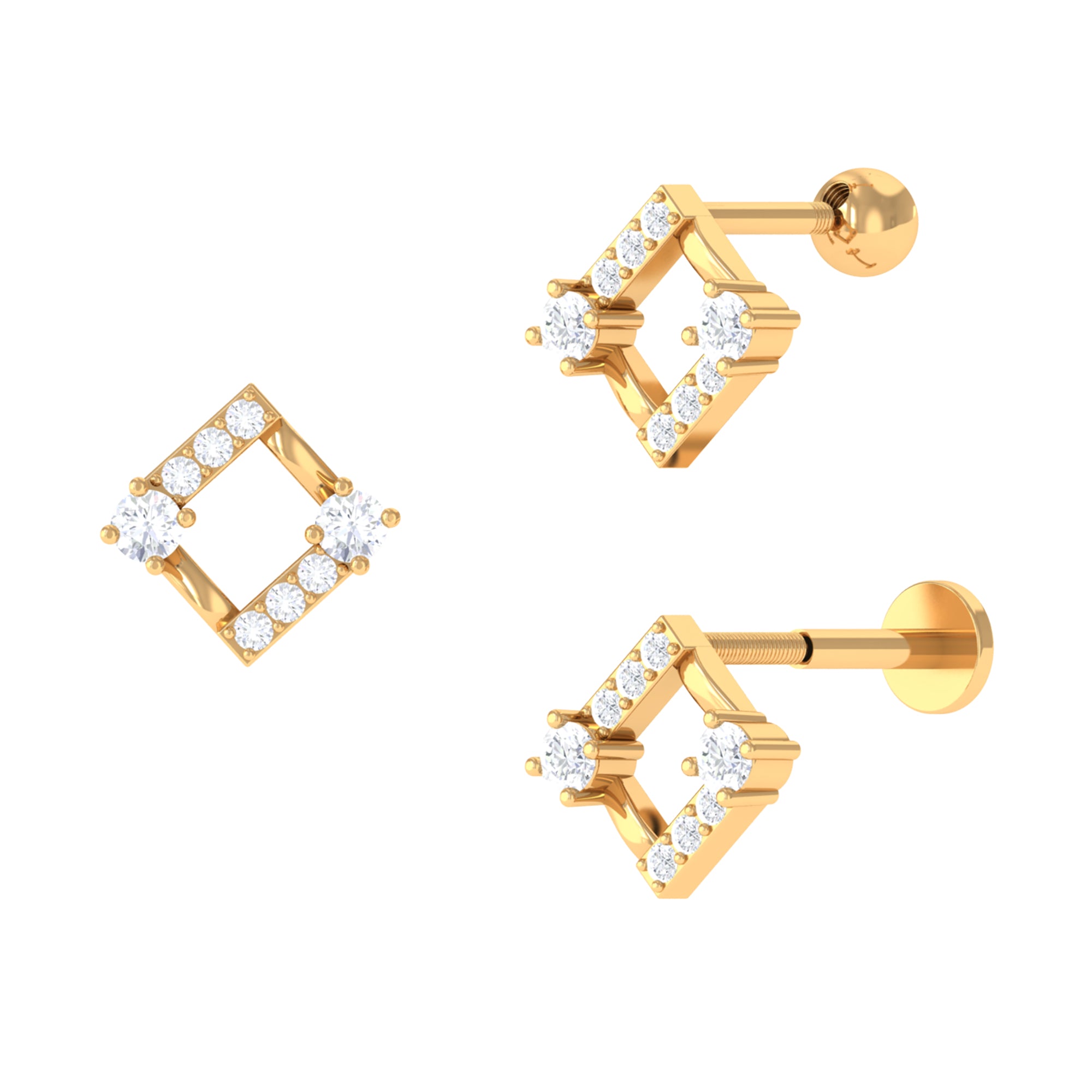 Rosec Jewels-Certified Moissanite Open Square Cartilage Earring