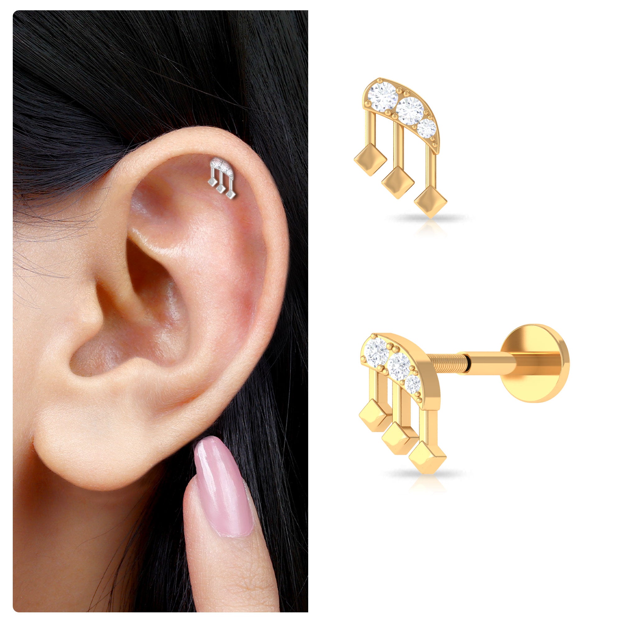 Rosec Jewels-Real Diamond Music Note Cartilage Earring