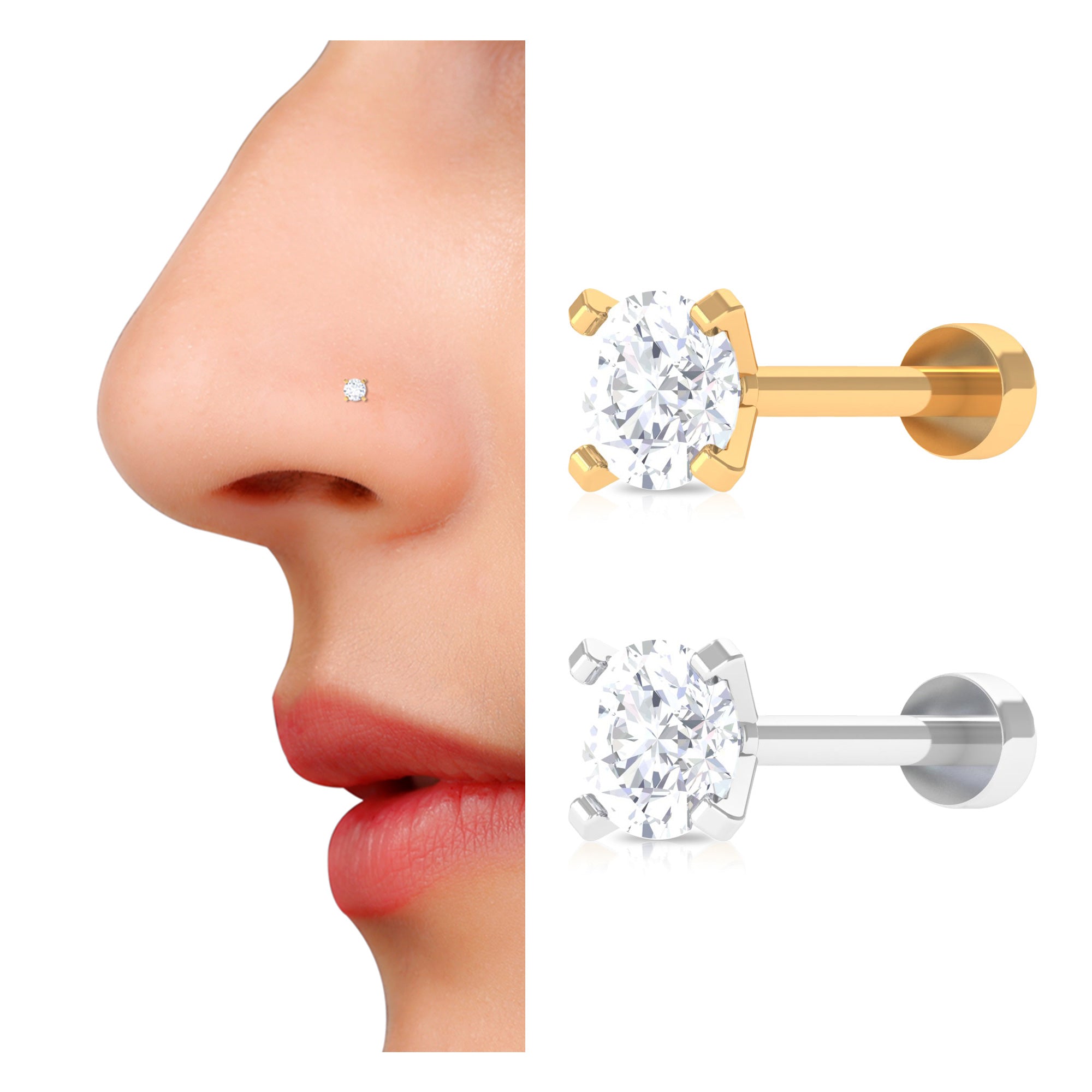 Rosec Jewels-Natural Round Diamond Nose Pin