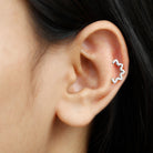 Rosec Jewels-Natural Diamond Curved Floral Earring for Cartilage Piercing