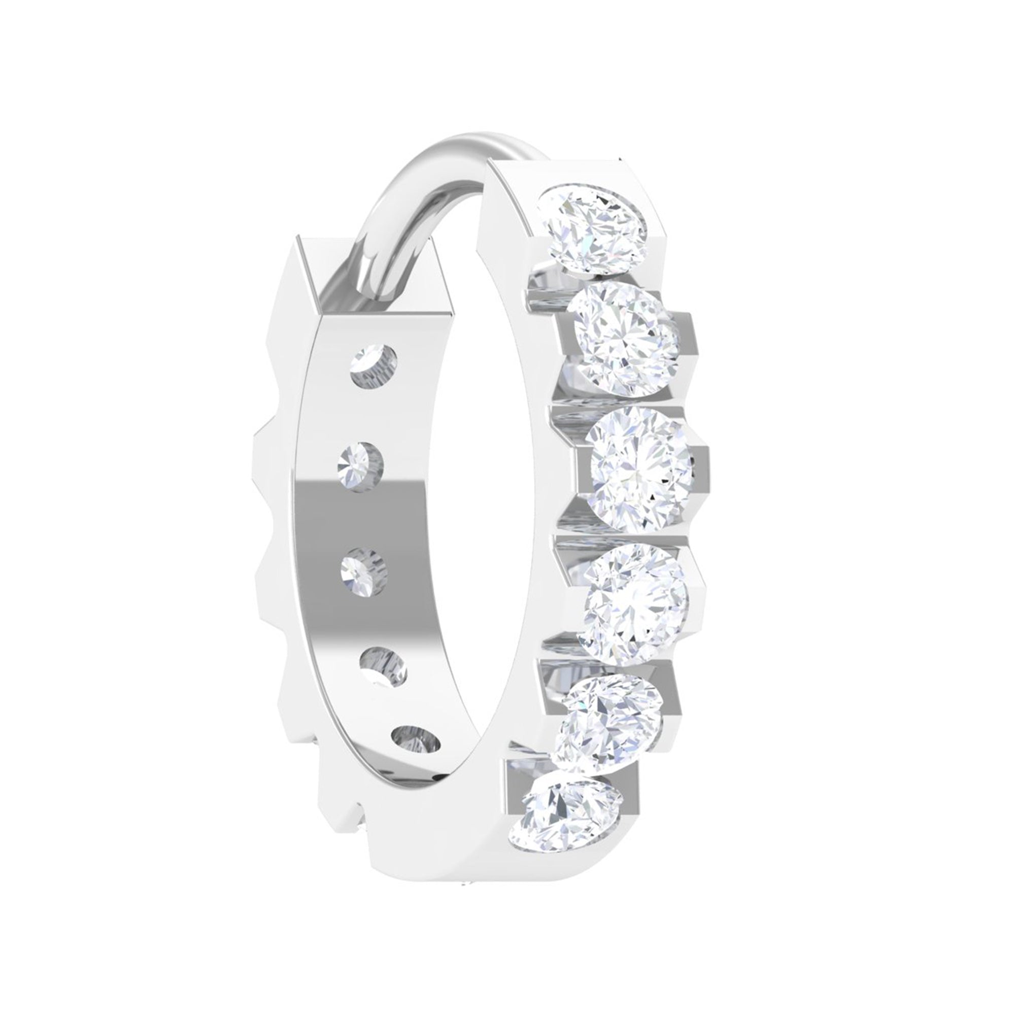 Rosec Jewels-Natural Diamond Helix Huggie Hoop Earring