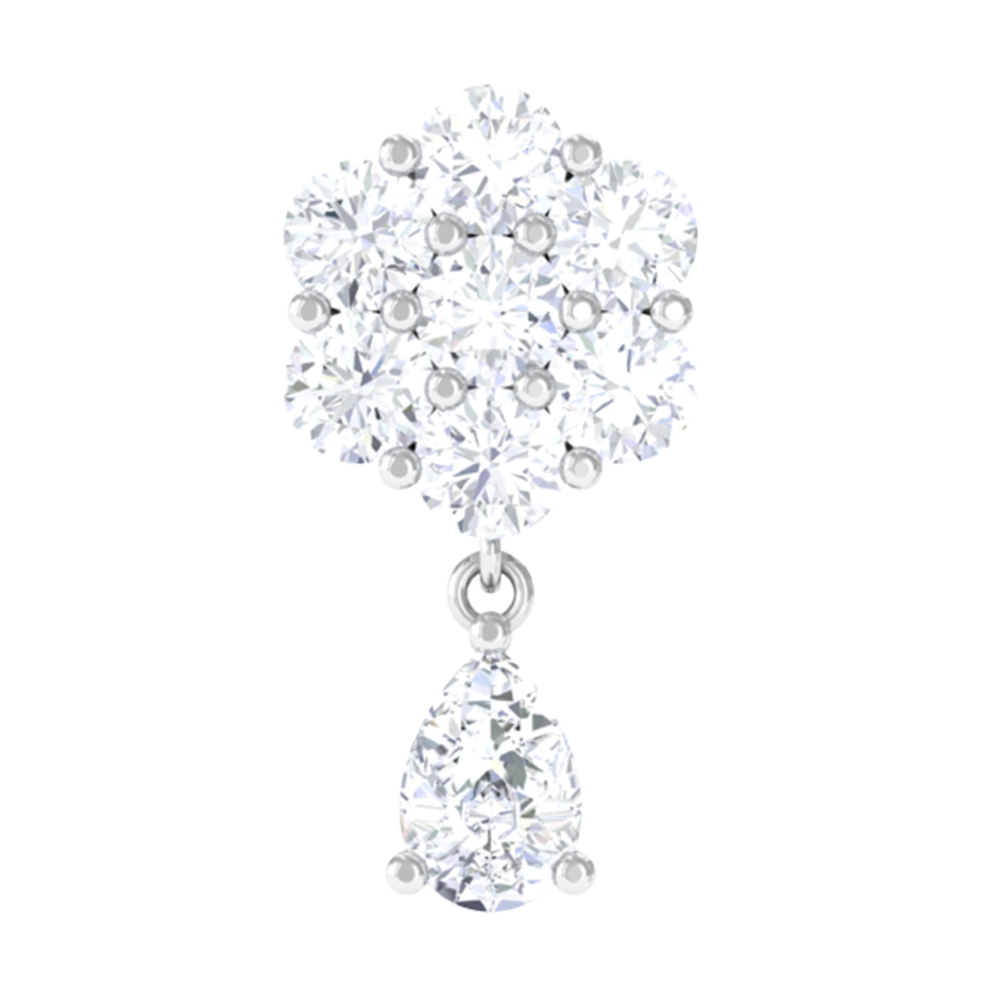 Rosec Jewels-Elegant Diamond Flower Cartilage Drop Earring