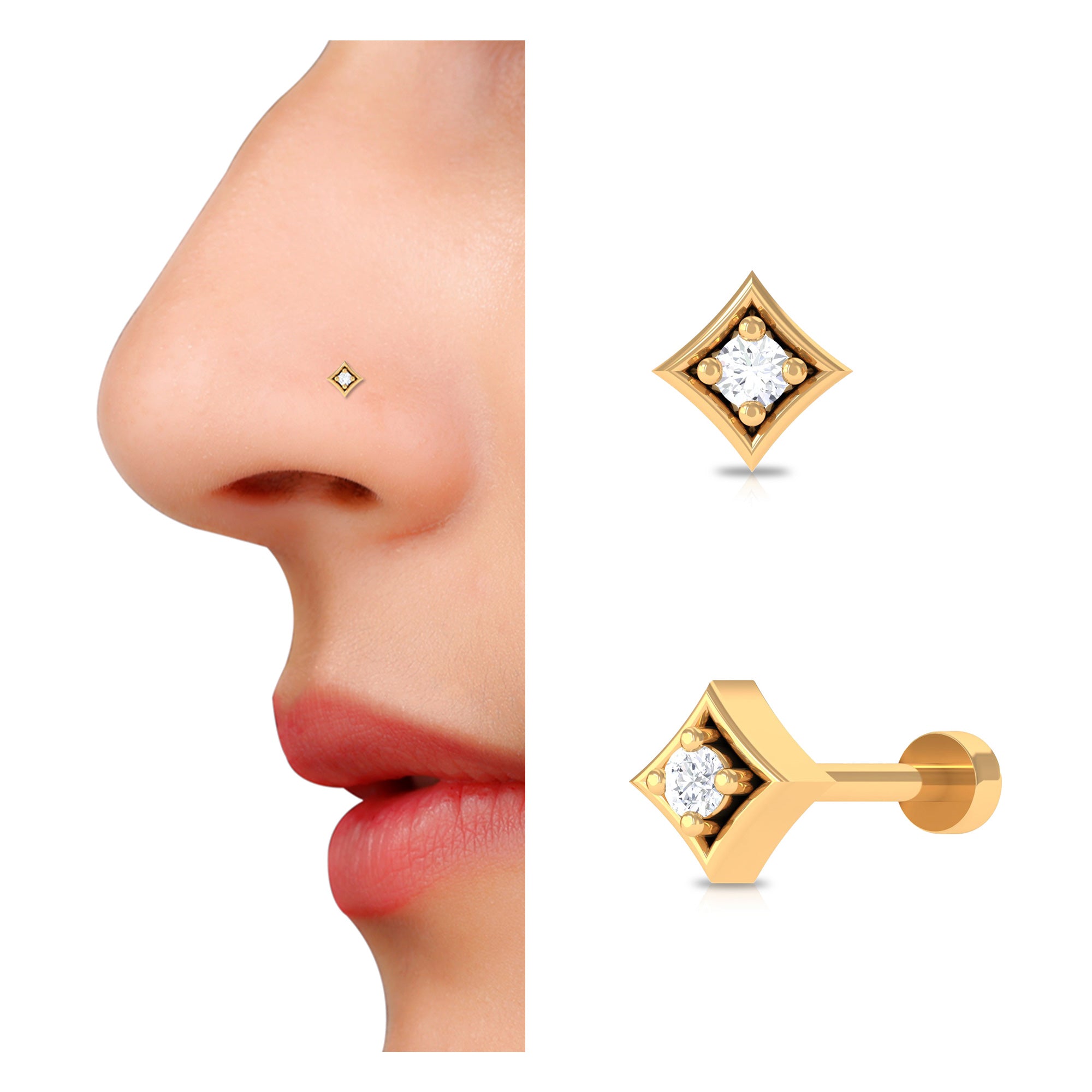 Rosec Jewels-Classic Natural Diamond Solitaire Nose Pin