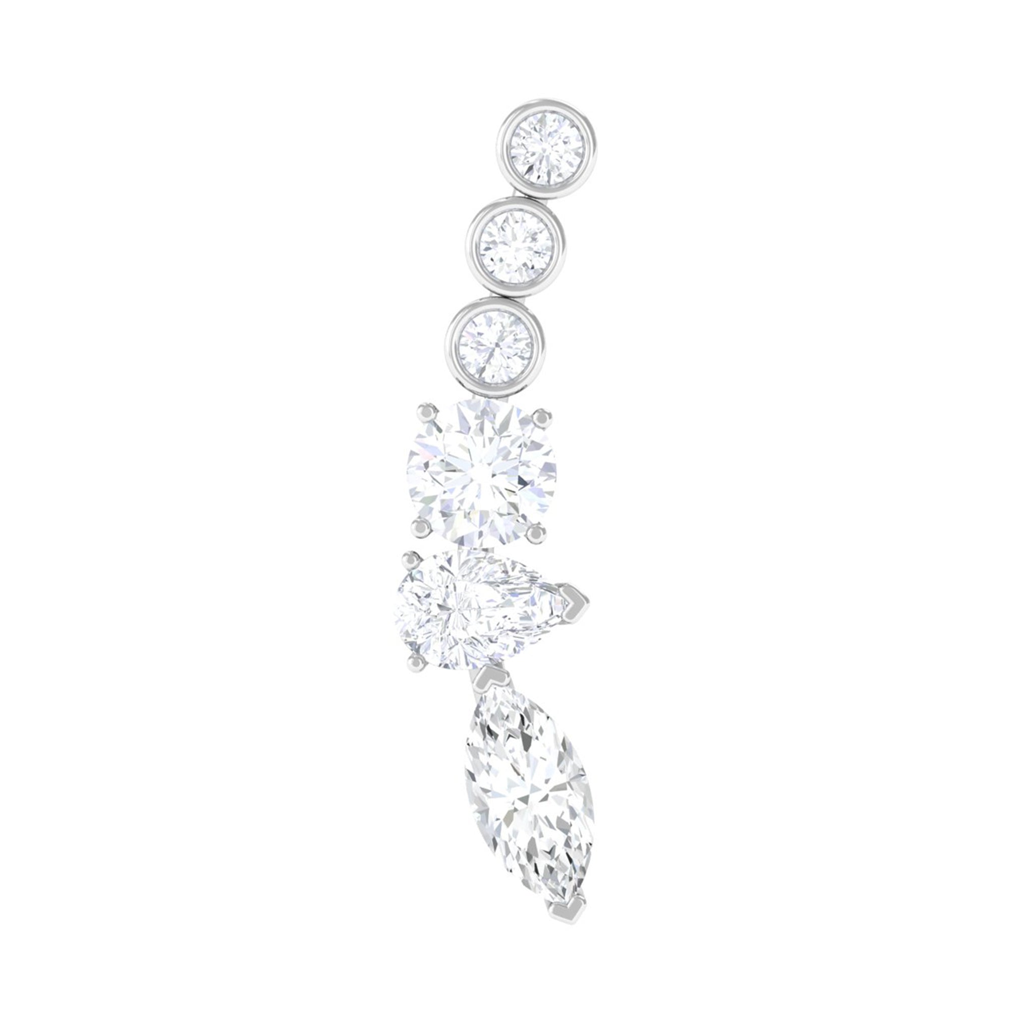 Rosec Jewels-Genuine Diamond Crawler Earring for Cartilage Piercing