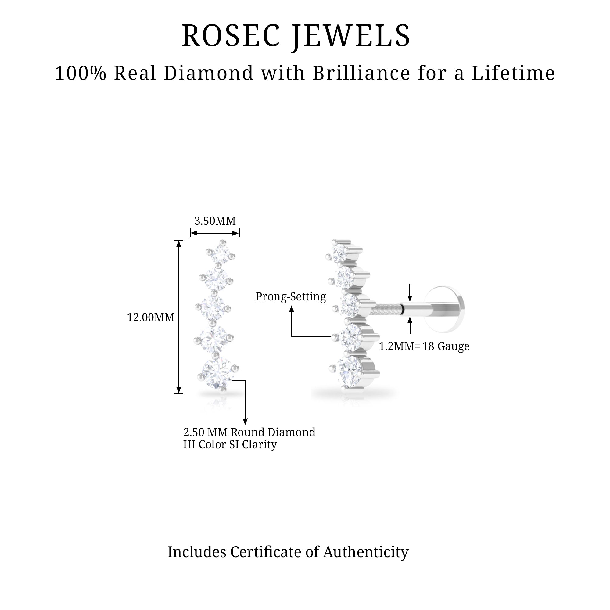 Rosec Jewels-Minimal Graduated Diamond Crawler Earring