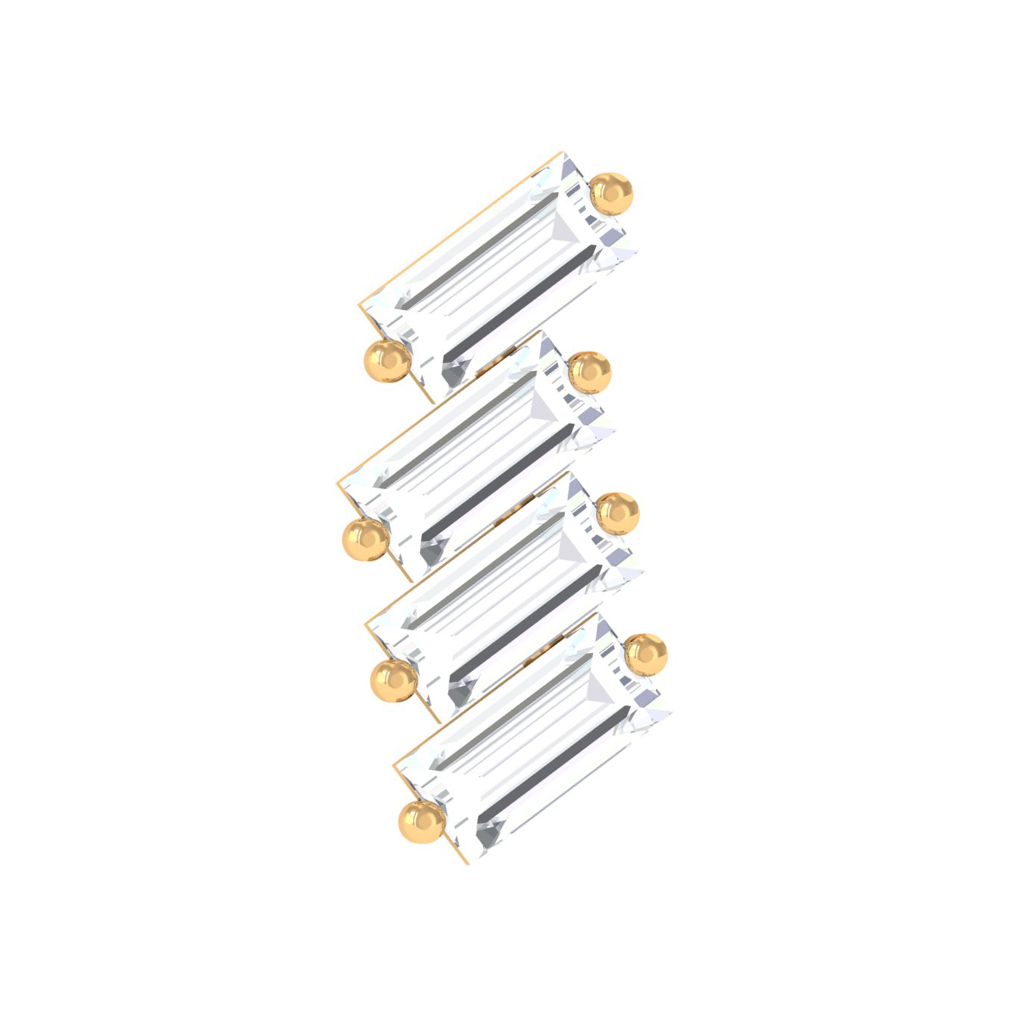 Rosec Jewels-Baguette Diamond Helix Earring with Flat Back