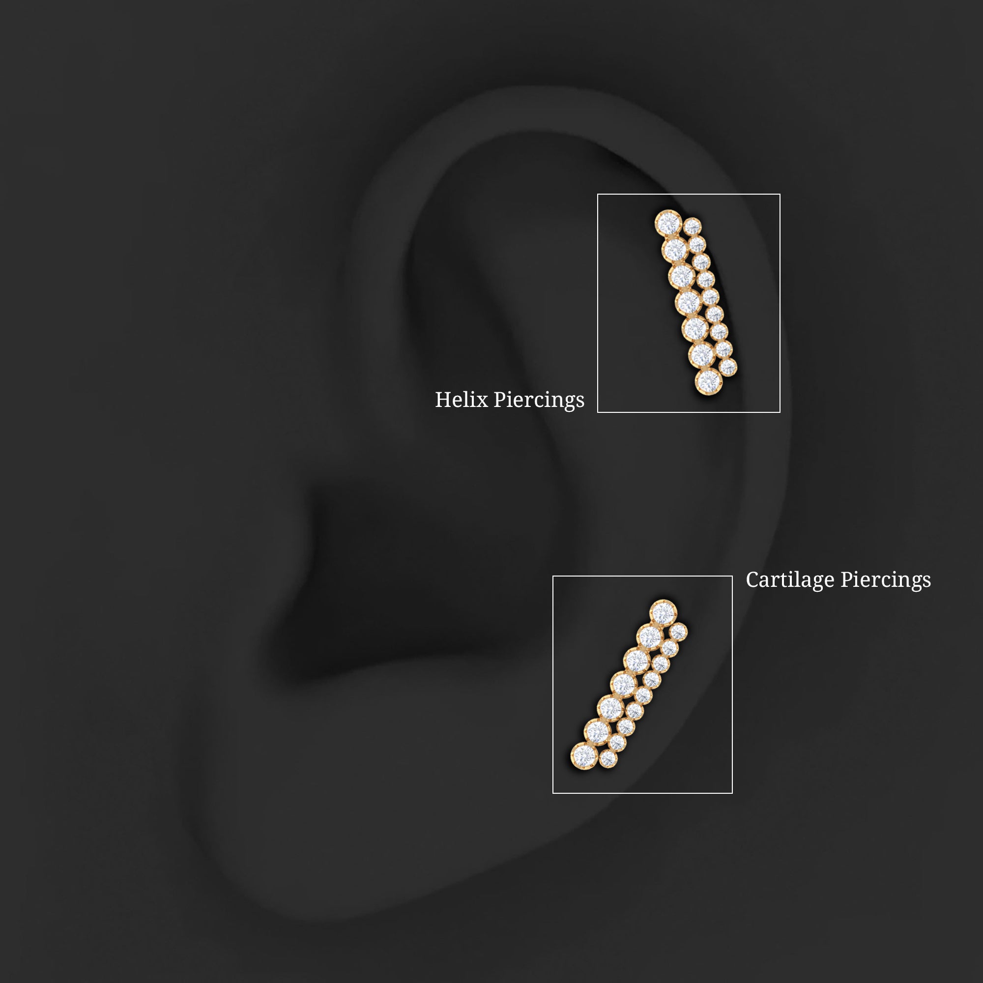 Rosec Jewels-Genuine Diamond Ear Climber Cartilage Earring