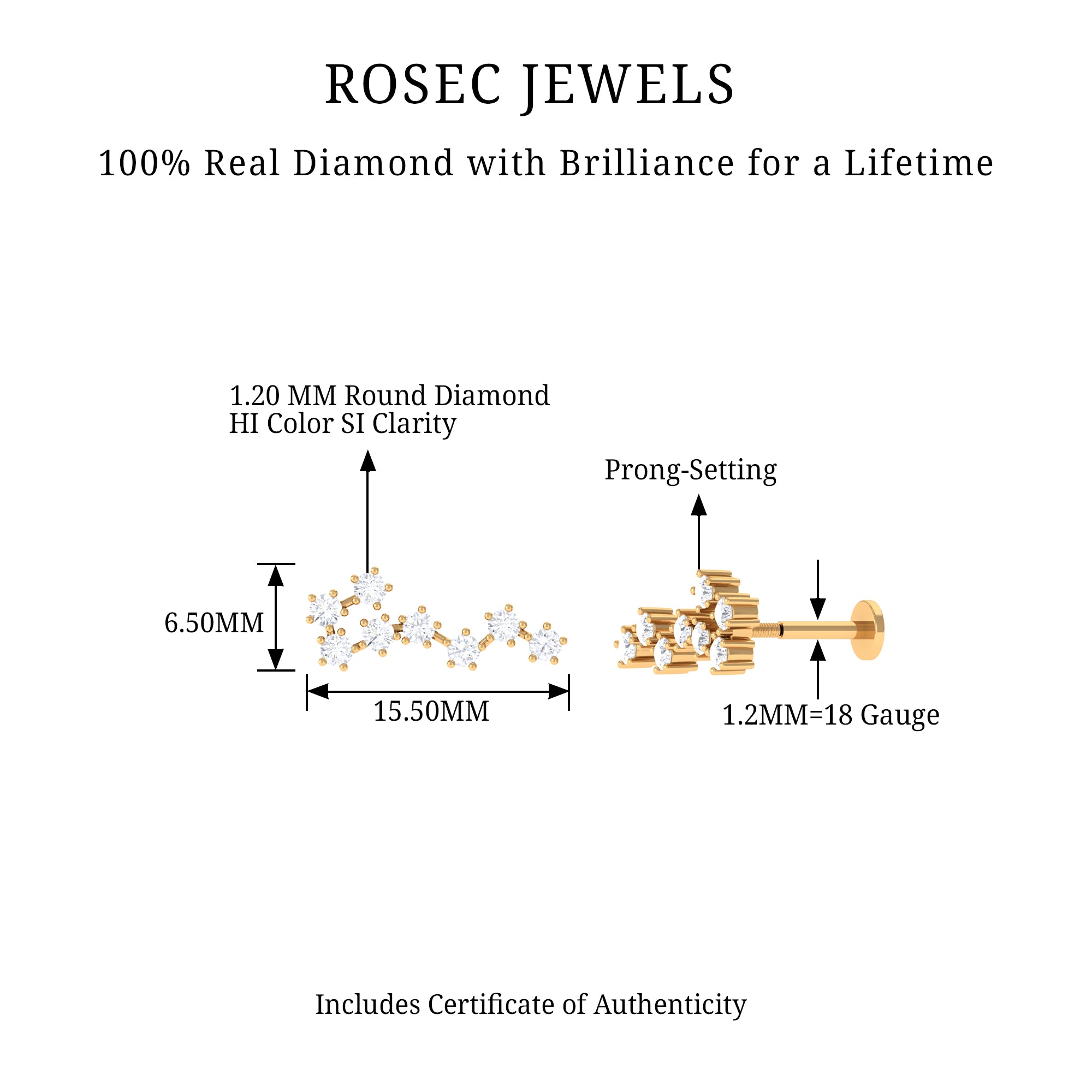 Rosec Jewels-Real Diamond Scorpio Zodiac Earring for Helix Piercing