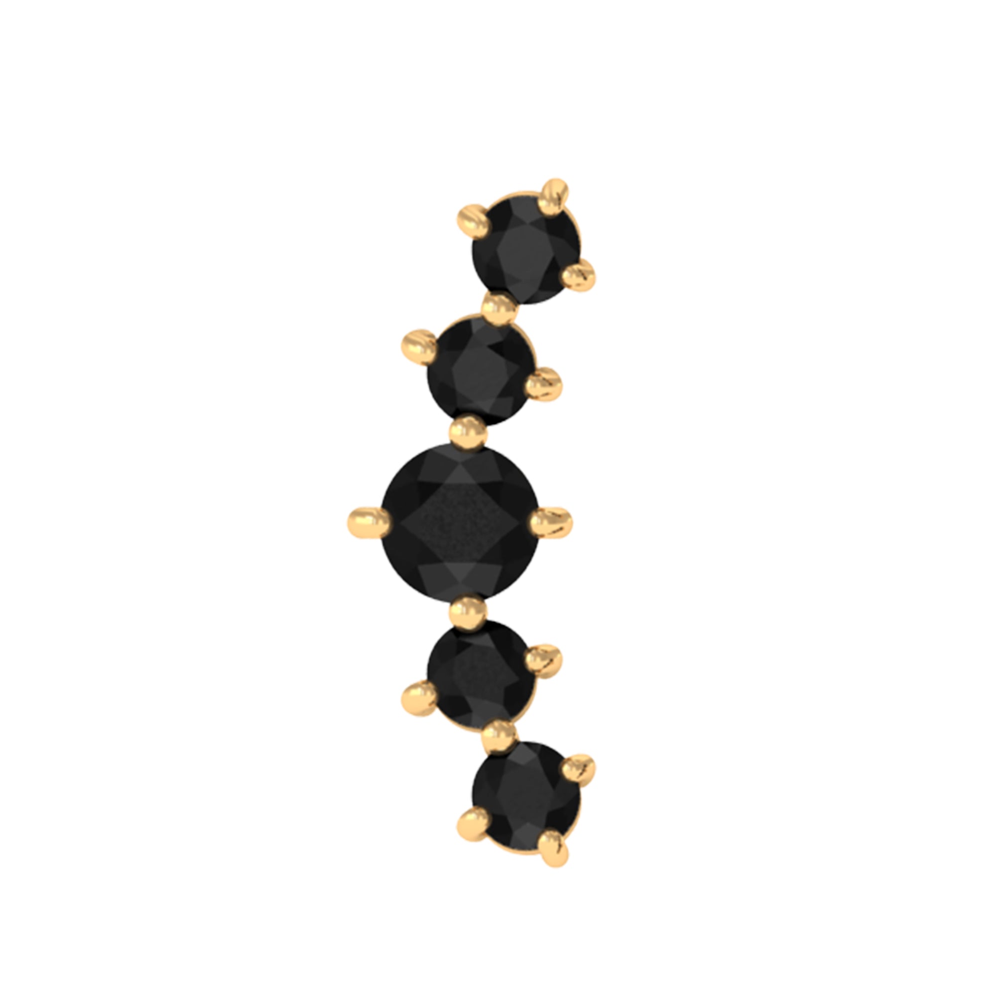 Rosec Jewels-Created Black Diamond 5 Stone Curved Crawler Earring