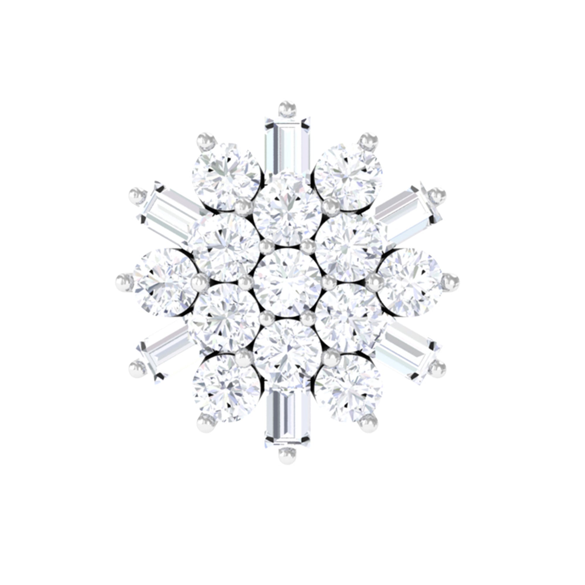 Rosec Jewels-Baguette Moissanite Flower Cluster Earring for Cartilage Piercing