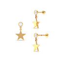 Rosec Jewels-Elegant Moissanite Gold Star Dangle Earring for Helix Piercing